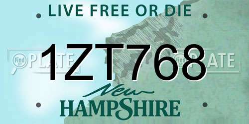 1ZT768 New Hampshire License Plate