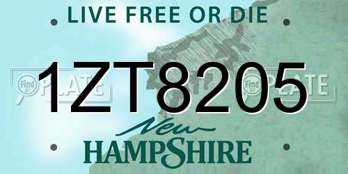 1ZT8205 New Hampshire License Plate