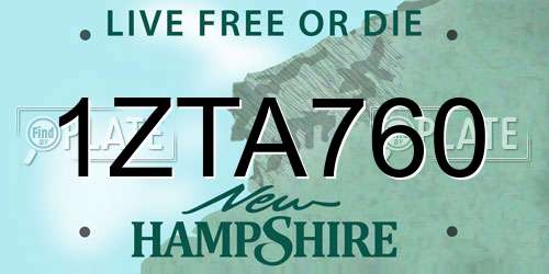 1ZTA760 New Hampshire License Plate