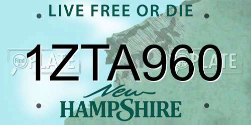 1ZTA960 New Hampshire License Plate
