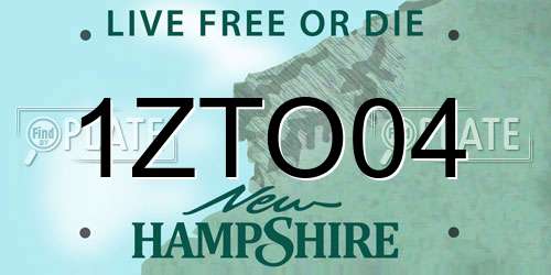1ZTO04 New Hampshire License Plate