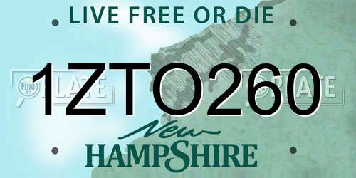 1ZTO260 New Hampshire License Plate