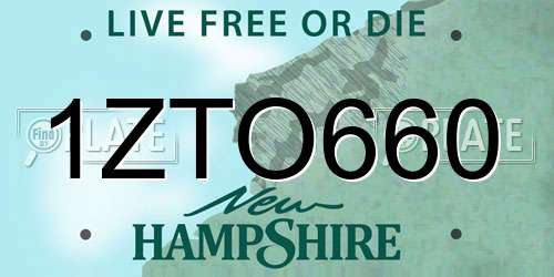 1ZTO660 New Hampshire License Plate