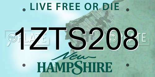 1ZTS208 New Hampshire License Plate