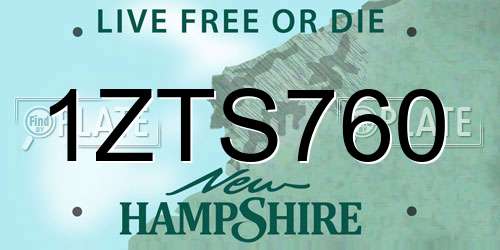 1ZTS760 New Hampshire License Plate
