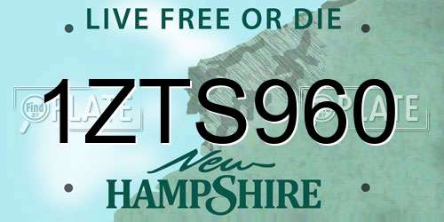 1ZTS960 New Hampshire License Plate