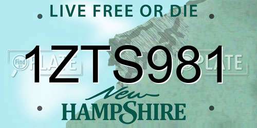 1ZTS981 New Hampshire License Plate