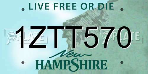 1ZTT570 New Hampshire License Plate