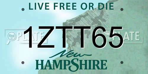 1ZTT65 New Hampshire License Plate