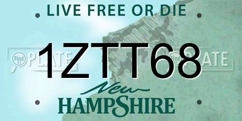 1ZTT68 New Hampshire License Plate