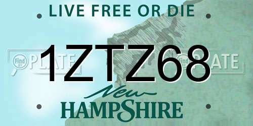 1ZTZ68 New Hampshire License Plate