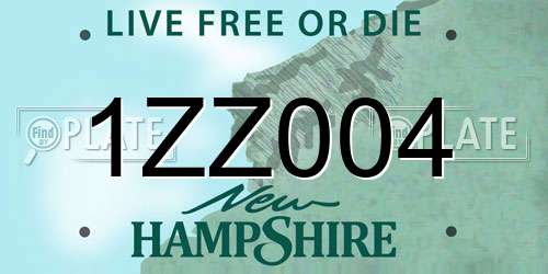 1ZZ004 New Hampshire License Plate