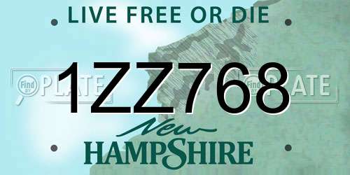 1ZZ768 New Hampshire License Plate