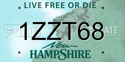 1ZZT68 New Hampshire License Plate
