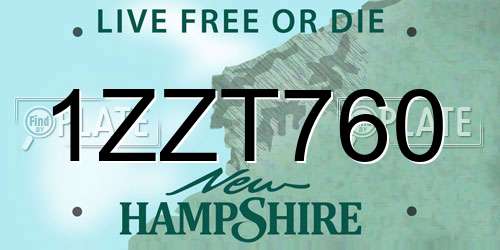1ZZT760 New Hampshire License Plate