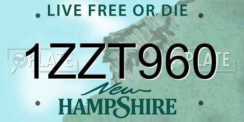 1ZZT960 New Hampshire License Plate