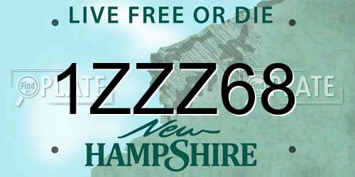 1ZZZ68 New Hampshire License Plate