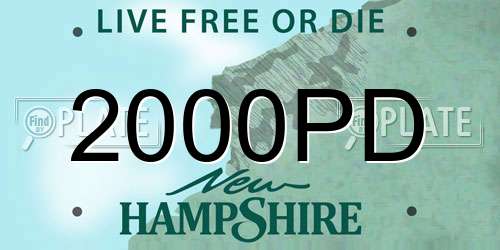 2000PD New Hampshire License Plate