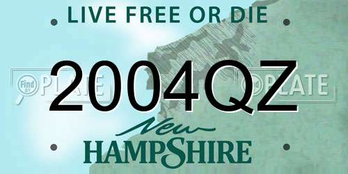 2004QZ New Hampshire License Plate