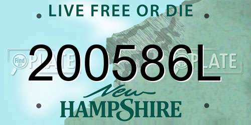 200586L New Hampshire License Plate