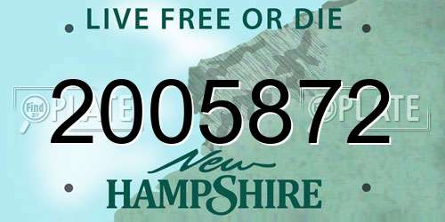 2005872 New Hampshire License Plate