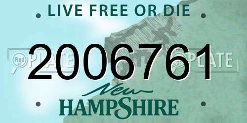2006761 New Hampshire License Plate