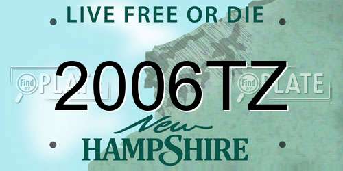 2006TZ New Hampshire License Plate