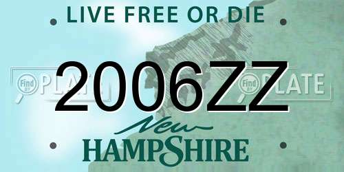 2006ZZ New Hampshire License Plate