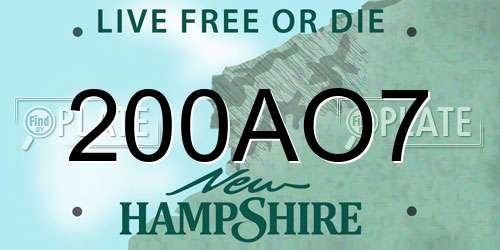 200AO7 New Hampshire License Plate