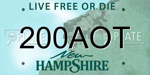 200AOT New Hampshire License Plate