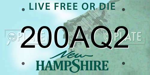 200AQ2 New Hampshire License Plate