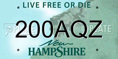 200AQZ New Hampshire License Plate