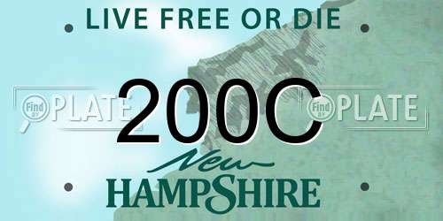 200C New Hampshire License Plate