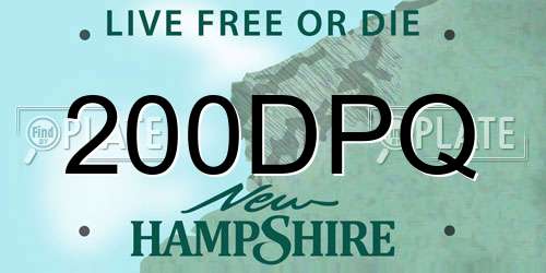 200DPQ New Hampshire License Plate
