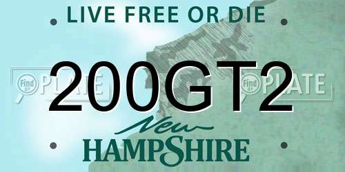 200GT2 New Hampshire License Plate