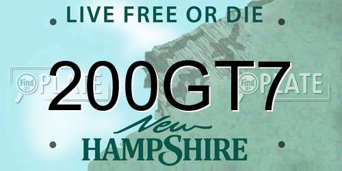200GT7 New Hampshire License Plate