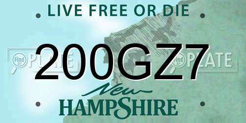 200GZ7 New Hampshire License Plate