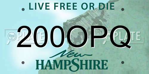 200OPQ New Hampshire License Plate