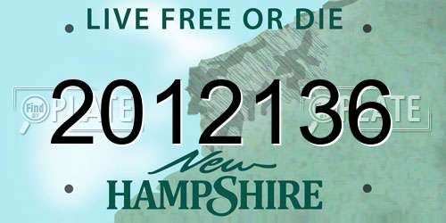 2012136 New Hampshire License Plate