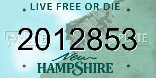2012853 New Hampshire License Plate