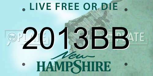 2013BB New Hampshire License Plate