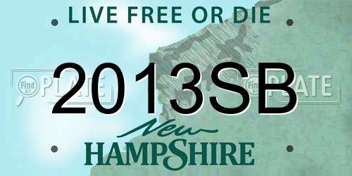 2013SB New Hampshire License Plate
