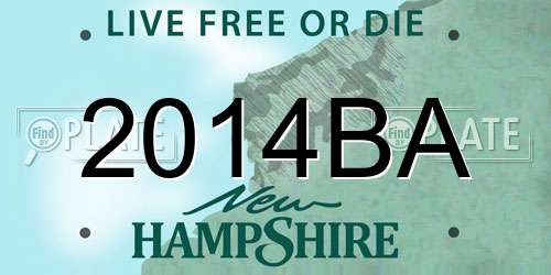 2014BA New Hampshire License Plate