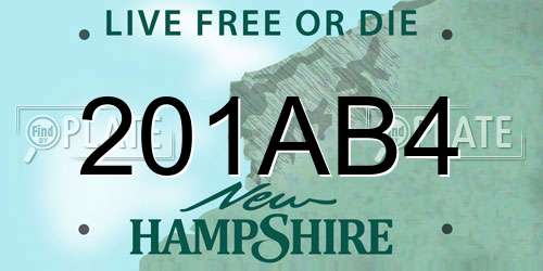 201AB4 New Hampshire License Plate