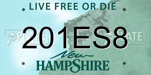 201ES8 New Hampshire License Plate