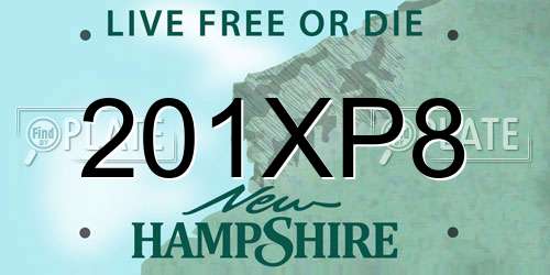 201XP8 New Hampshire License Plate