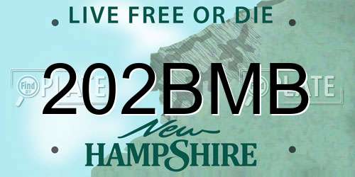 202BMB New Hampshire License Plate