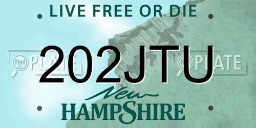 202JTU New Hampshire License Plate