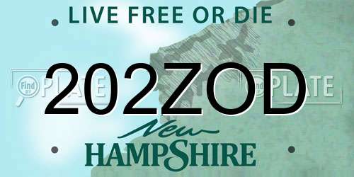 202ZOD New Hampshire License Plate