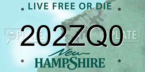 202ZQ0 New Hampshire License Plate